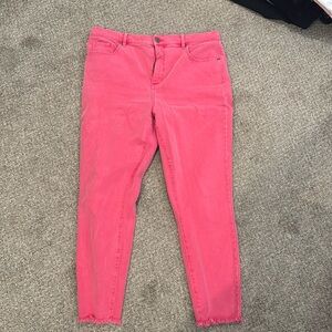 High waist skinny pink jeans